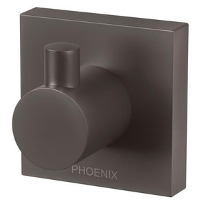 Phoenix Radii Robe Hook Square Plate - Gun Metal - Yeomans Bagno Ceramiche