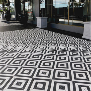Anka Black/White Encaustic Look Feature Tile - Yeomans Bagno Ceramiche