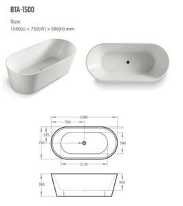BNK Oval Freestanding Acrylic Bath Matte White