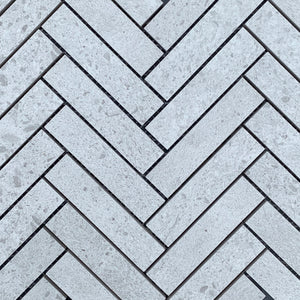 Eaglemont Silver Concrete Herringbone Mosaic Tile - Yeomans Bagno Ceramiche