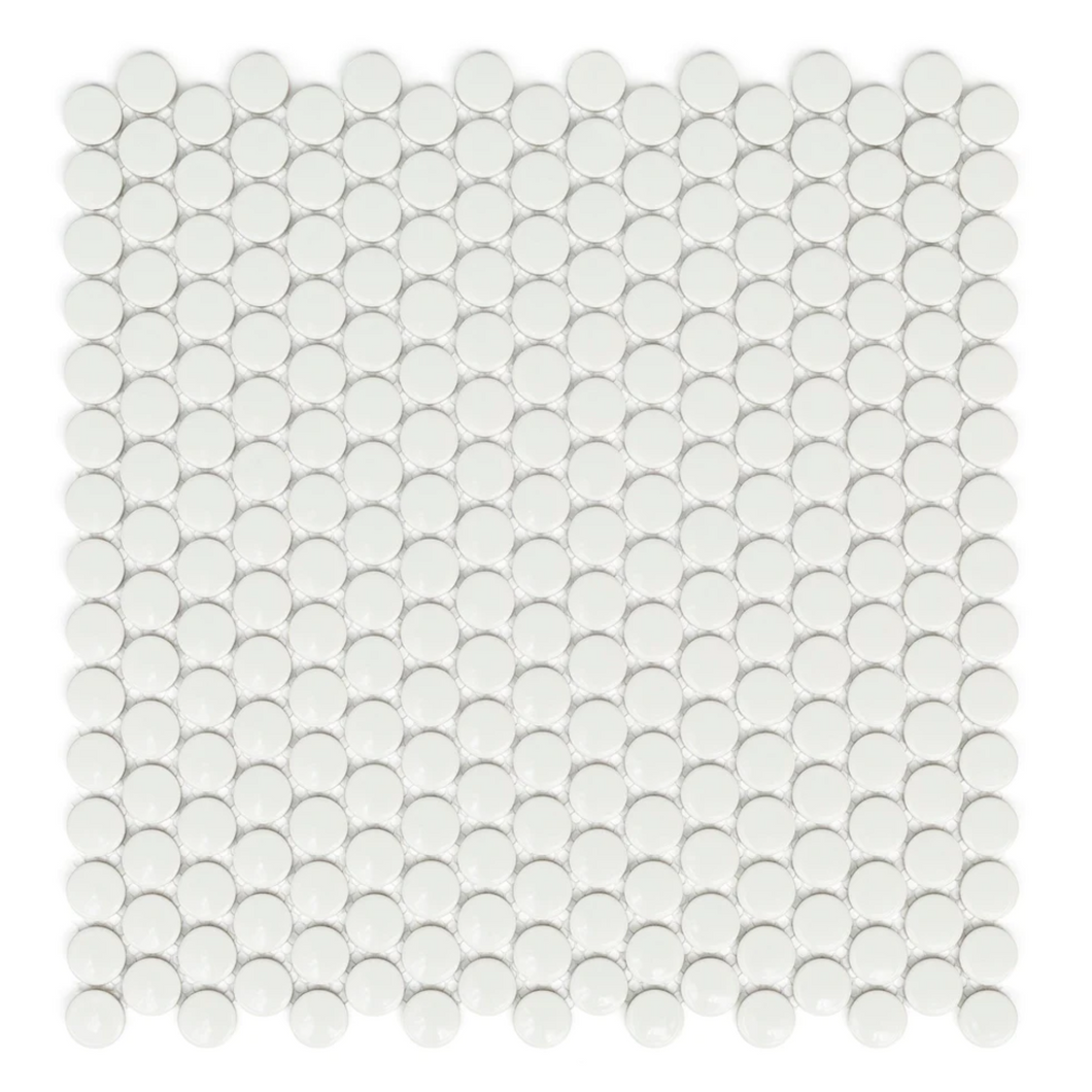 Penny Round White Gloss Mosaic Tile