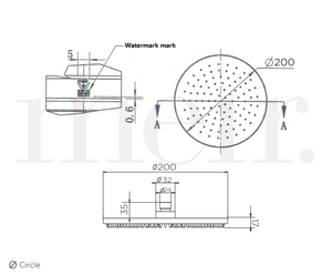 Meir Round Shower Rose 200mm - Champagne