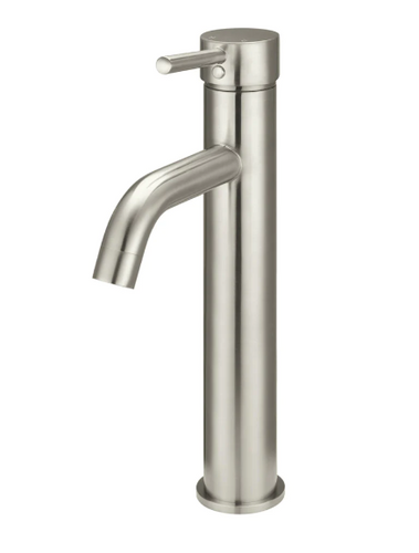 Yeomans Bagno & Ceramiche: Meir Round Tall Basin Mixer Curved - Brushed Nickel