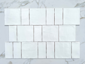 Fashion Satin White Square and Subway Pattern Tile