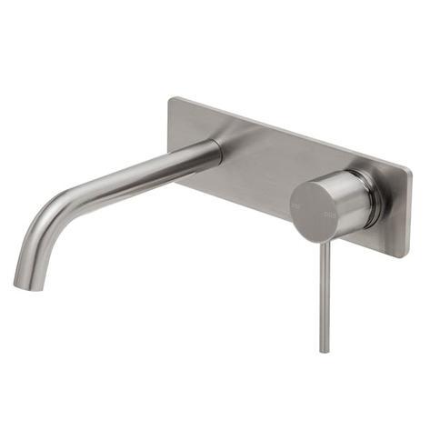 Vivid Slimline Wall Mixer Set 180mm Curved - Brushed Nickel - Yeomans Bagno Ceramiche