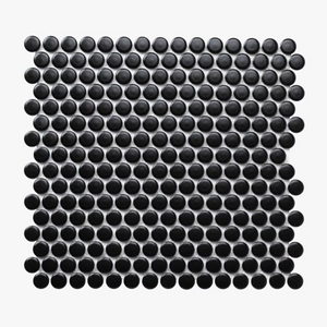 Penny Round Black Gloss Mosaic Tile