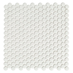 Penny Round White Matt Mosaic Tile