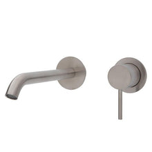 Load image into Gallery viewer, Fienza Kaya Wall Basin/Bath Mixer Set, Round Plates - Brushed Nickel - Yeomans Bagno Ceramiche
