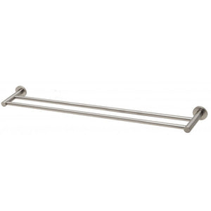 Phoenix Radii Double Towel Rail 800mm Round Plate - Brushed Nickel - Yeomans Bagno Ceramiche