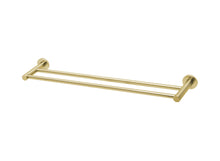 Load image into Gallery viewer, Phoenix Radii Double Towel Rail 600mm Round Plate - Brushed Gold - Yeomans Bagno Ceramiche
