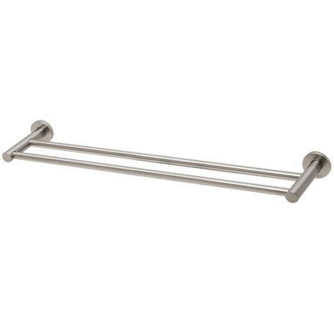 Phoenix Radii Double Towel Rail 600mm Round Plate - Brushed Nickel - Yeomans Bagno Ceramiche