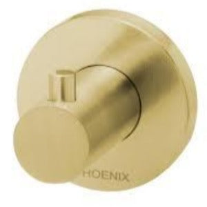 Phoenix Radii Robe Hook Round Plate - Brushed Gold - Yeomans Bagno Ceramiche