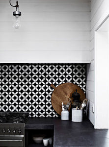 Roxby White on Black Encaustic Look Feature Tile - Yeomans Bagno Ceramiche
