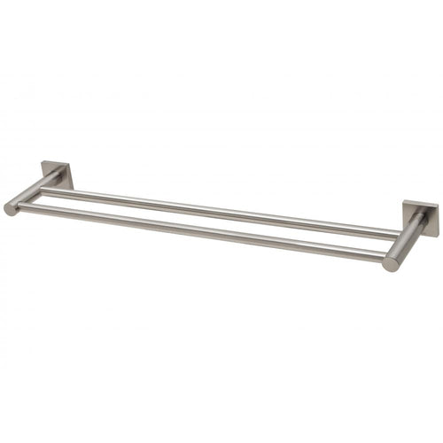 Phoenix Radii Double Towel Rail 600mm Square Plate - Brushed Nickel- Yeomans Bagno Ceramiche