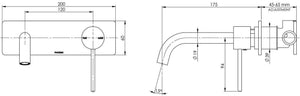 Phoenix Vivid Slimline Wall Mixer Set 180mm Curved - Matte Black